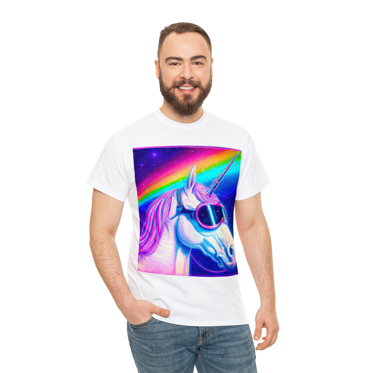 Vintage Style Unicorn T Shirt Rainbow Funny Hipster Novelty 80s