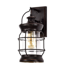 1-Light Oil Rubbed Bronze Outdoor Wall Lantern Sconce with Clear Glass