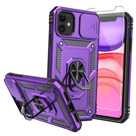 for iPhone 11 Case,with Screen Protectors and Camera Cover,[Military Purple