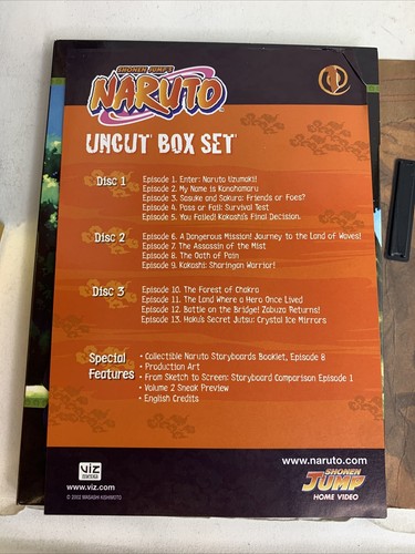 Naruto Uncut Anime Box Set Vol. 1 (DVD, 3-Disc Set) Good Cond - Picture 7 of 8