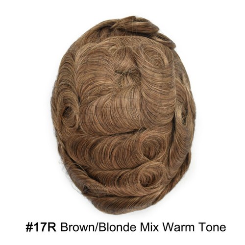 Mens Toupee Human Hair Systems Full Poly Thin Skin Hair Piece Replacement System - Picture 49 of 159