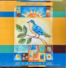 New 1999 Ceaco SONGBIRD by CHALLIS ROOS 1000 pc Jigsaw Puzzle BLUE BIRD Art