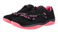 Luxus Prada Sneaker Schuhe 1E784G Schwarz + Rosa Mit Strass Neu 37,5 38