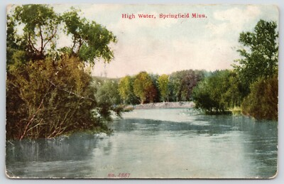 #ad Springfield Minnesota High Water on the Cottonwood River 1908 Scenic Postcard $6.00