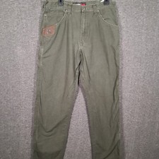 Wrangler Riggs Workwear Pants Mens 36x34 Green Ripstop Cargo Pockets Utility
