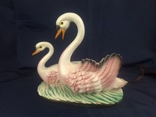 1950s Maddux California Pottery Double Swan TV Lamp Planter Ceramic