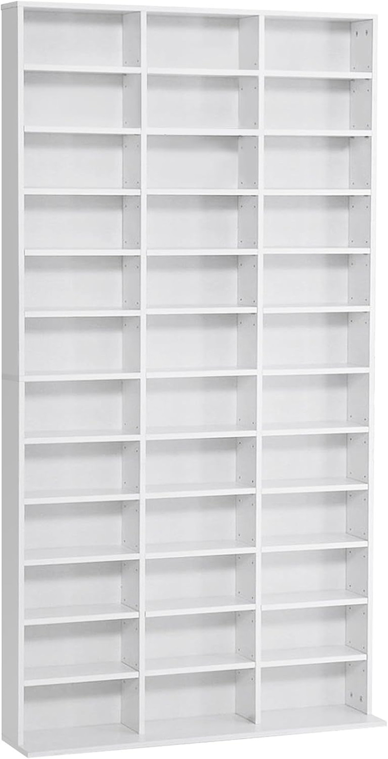 Étagère CD et DVD réglable avec 36 niches modulables haute capacité