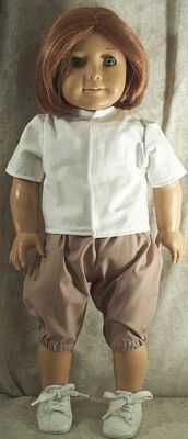 Doll Clothes Made 2 Fit American Girl 18'' in 2 pcs White Blouse Khaki Capris