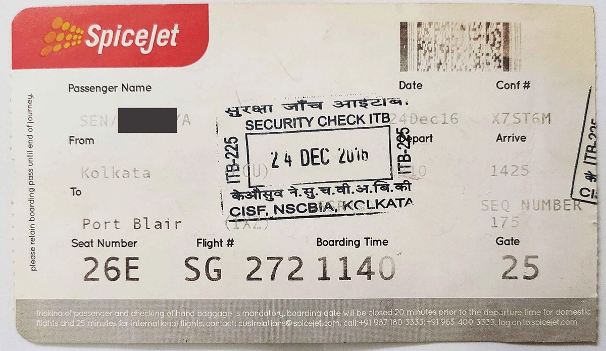 Spicejet Boarding Pass
