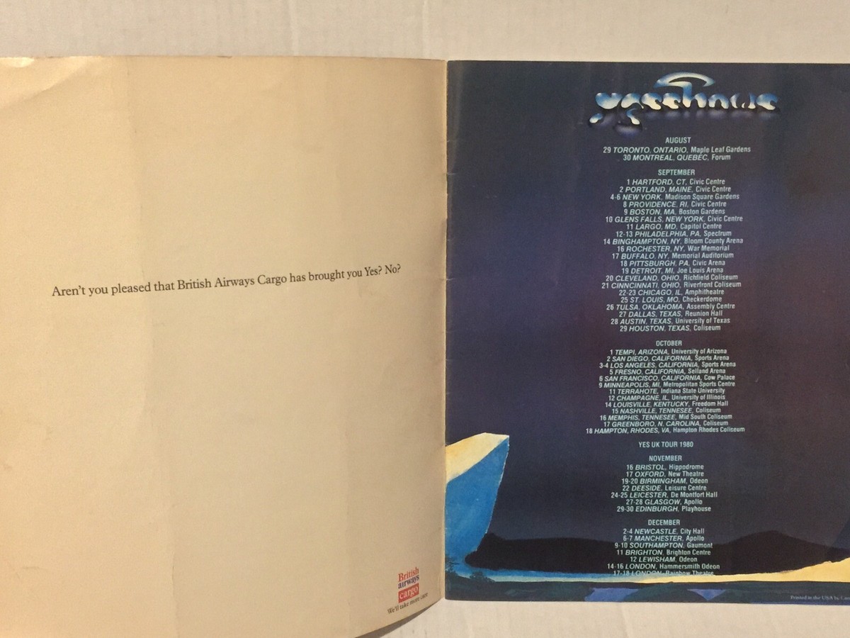 Yes イエス ドラマ ツアー コンサート パンフレット 1980 YES 1980 DRAMA TOUR U.S. CONCERT PROGRAM BOOK BOOKLET / JON