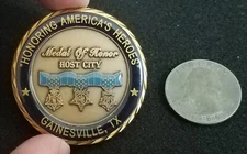 GLOSSY Medal of Honor MoH Gainesville Star of North Texas US Challenge Coin