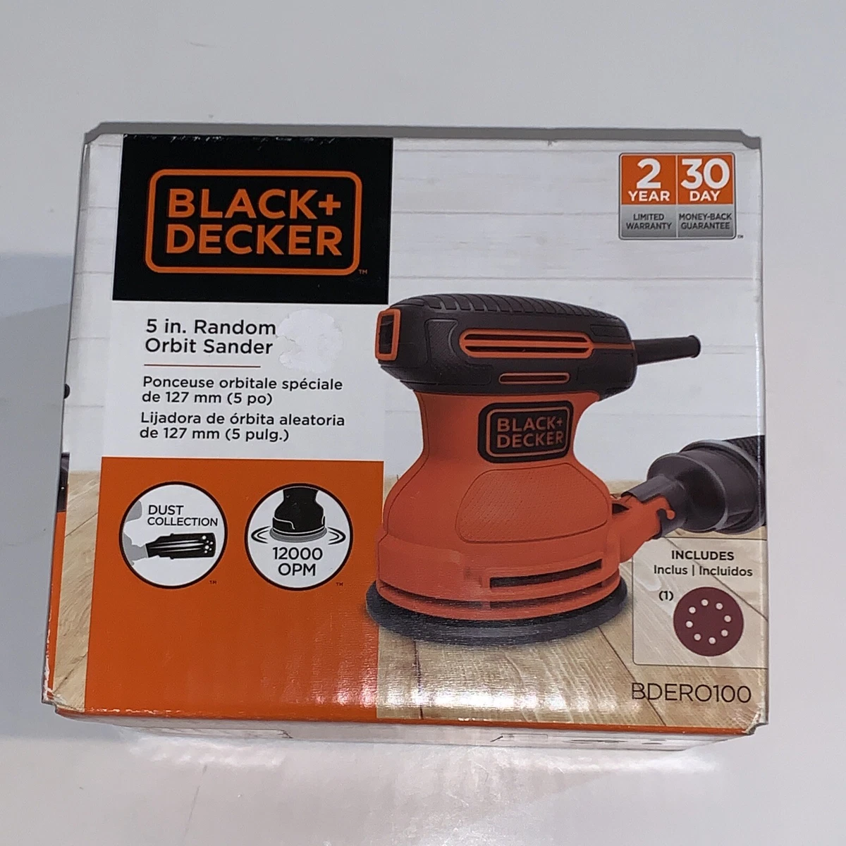  BLACK+DECKER Orbital Sander, 5 Inch, 2.0 Amp, 12000