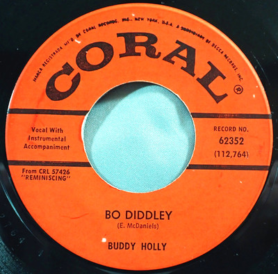 HEAR IT 60's 45 rpm record Buddy Holly ''Bo Diddley'' from 1963