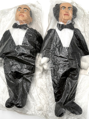 Vintage 1990s Play by Play Larry and Curly Tuxedo vinyl Dolls NIW 