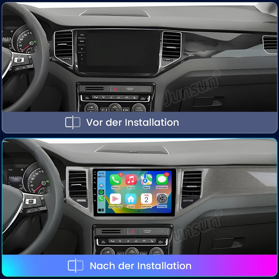 CarPlay Radio für VW Golf Sportsvan Android 14 4-Kern 2+64GB WLAN Navi BT RDS + - Bild 2 von 4