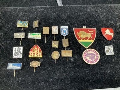 Vintage Soviet Era Lithuanian Lapelle/hat pins some very old with brass twist