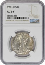 1938-D Walking Liberty Silver Half Dollar AU58 NGC