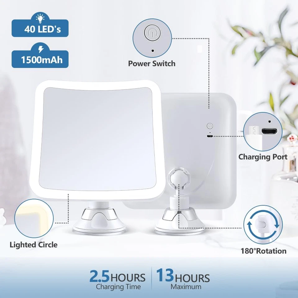 Espejo de Lupa con Luz 30x, Espejo de Maquillaje Iluminado con Aumento, Rech Foto 3 de 4