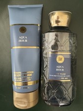 BATH  BODY WORKS  AQUA HOUR   2 Pack  HYDRATING CREAM 8 OZ , NEW And Wash Gel