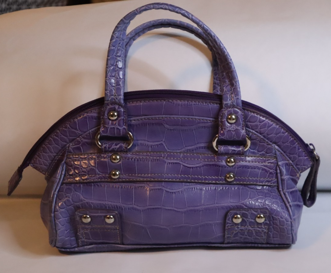 Kathy Van Zeeland Purple handbag crossbody vinyl croc embossed