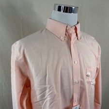NEW Stafford 17 34/35 Regular Fit Wrinkle Free Oxford Dress Shirt Coral Orange