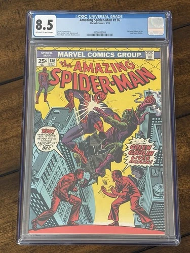 Amazing Spider-Man #136 CGC 8.5 OW/W Green Goblin Harry Osborn Bronze Age 1974