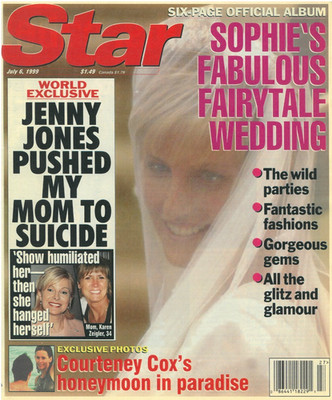 Star Magazine Jul 6, 1999 Jenny Jones Courteney Cox Sophie Rhys-Jones Will Smith