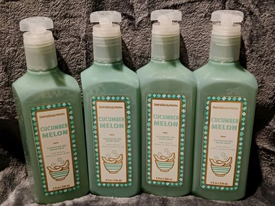 #ad #ad Lot Of 4 Bath amp; Body Works Cucumber Melon Cleansing Gel Hand Soap 8 Ozs $24.99