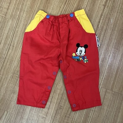 Baby Mickey & Co Disney Mickey Mouse Red Yellow 12M Cotton Ankle Pants vintage
