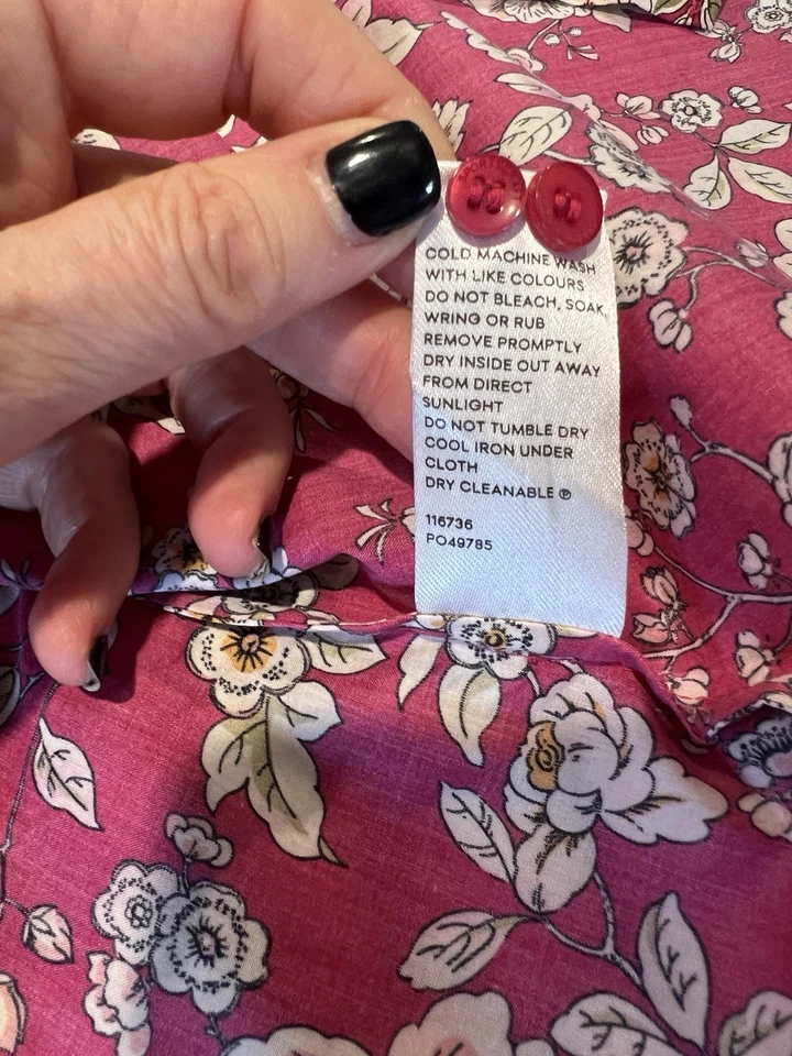 Camisa Blusa SPORTSCRAFT & LIBERTY Roja "Celebración" Algodón Floral 18AUST-UK/14US Foto 4 de 4