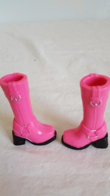 PINK PUNK STUDDED BARBIE SIZE BOOTS~SHOES~DESIGNER~UNBRANDED~PLASTIC~NO DEF
