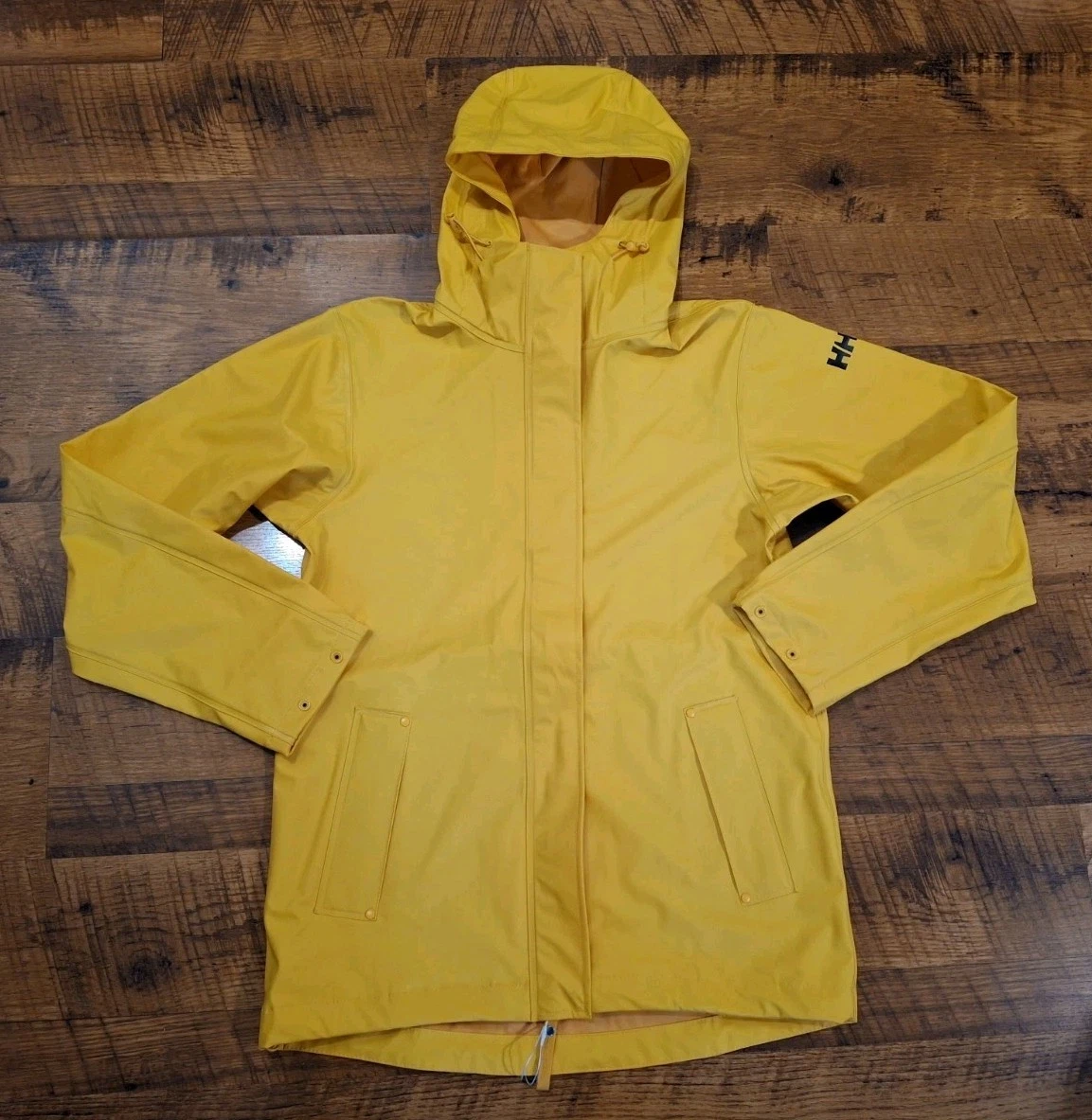 Helly Hansen Womens Moss Yellow Rain waterproof windproof Jacket Size XS NEW