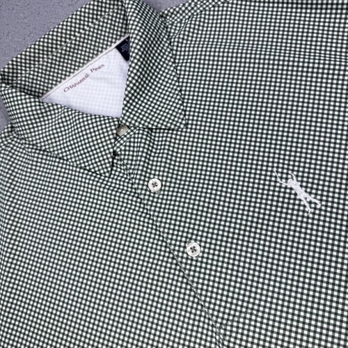 Chaparral Pines Polo Shirt Mens Large Green Gingham Golf Performance Stretch
