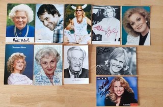 Konvolut 10 orig. signierte Autogrammkarten Fotos Film Fernsehen Theater Serie 3