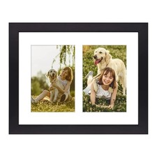 Golden State Art, 4x6 Double Picture Frame in Black - 8x10 Collage Frame, Sol...