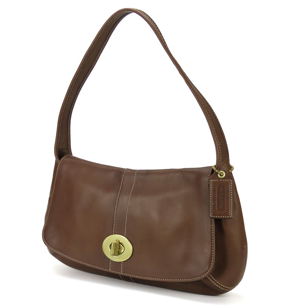 Coach Ergo Flap Shoulder Bag 11254 Black Leather Turn Lock Clasp 