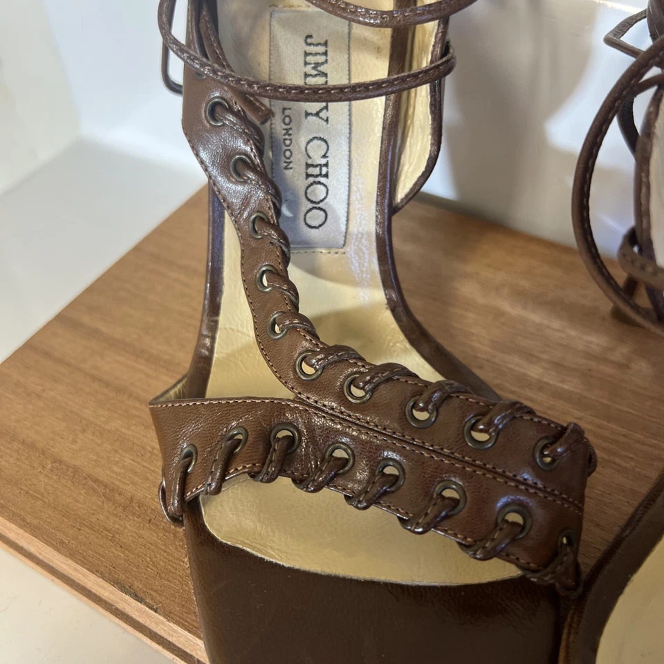 Tacones con cordones Jimmy Choo para mujer Vero Cuoio talla 6 hechos en Italia Foto 4 de 4