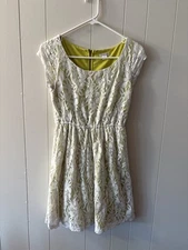 Xhilaration Women’s Small Dress Lace Yellow White Y2k Whimsy Coquette Retro R4