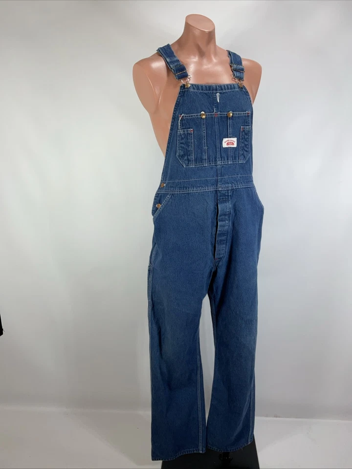 Macacão Road House masculino 40x34 azul denim feito nos EUA vintage anos 80 - Imagem 4 de 4