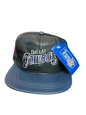 New NWT Vintage Team NFL 90s USA Black Dallas Cowboys Leather Adjustable Hat Cap