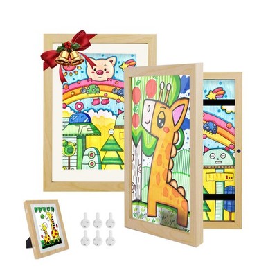 Hipsignal Kinder Kunstrahmen, 2er Pack A4 Bilderrahmen für 150 A4 - 2 Stück, Holz 