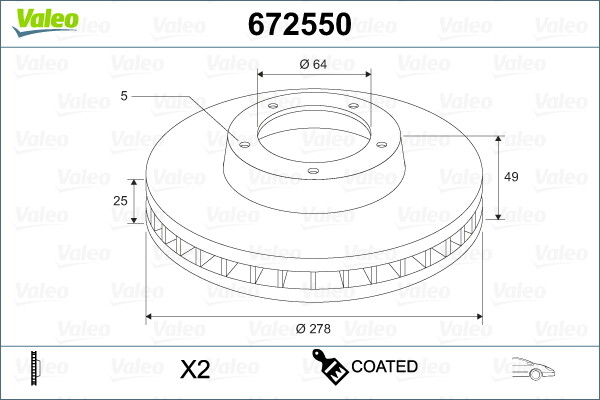 Valeo 2X Bremsscheibe Vorne Ø278 Mm BelüFtet FüR Ford Focus II Da_ HCP DP 1.6-image