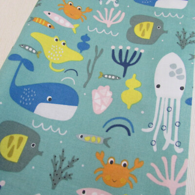 Tissu Enfant Dashwood Studio - Motif Marin Animaux, 100% Coton, 110cm De Large, 20cm De Long