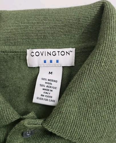 Suéter Covington ~Para Hombre Talla M~ Suéter Mezcla de Lana Verde Oliva Hecho en Italia. - Imagen 9 de 9