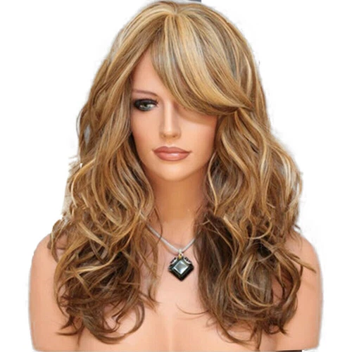 Parrucca donna pop go*lden bionda resistente al calore lunga riccia ondulata volume intero capelli - Foto 14 di 17