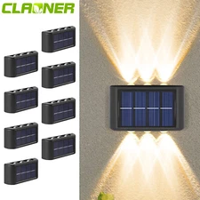 8 Pack LED Solar Fence Lights Dusk to Dawn Wall Garden Pathway Deck Lamp Outdoor