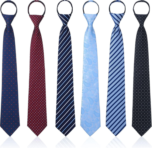 6 Pcs Zipper Ties for Boys Girls Men Women Teenagers Pre Tied Adjustable Blue - Picture 9 of 12