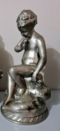 Alte schöne Statue Junge Zinn 97% gestempelt Etikett EPV