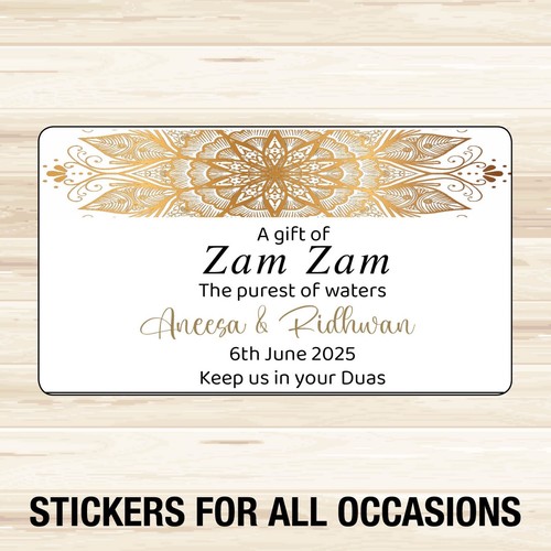 72x GLOSS ZAM ZAM Personalised EID Mubarak Ramadan Kareem Labels Stickers 1363 - Picture 3 of 4