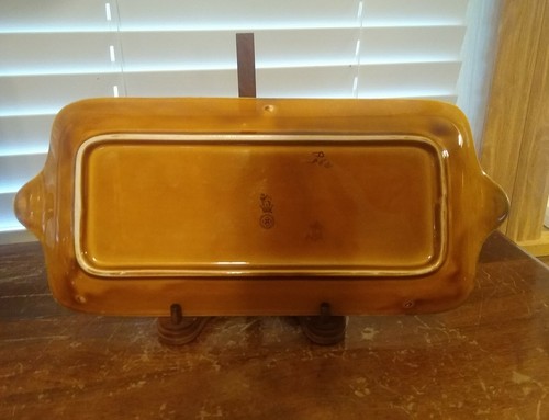 Rare Vintage Royal Doulton Orange And Brown Porcelain Handled Tray 14.5" x 6.25" - Picture 6 of 8
